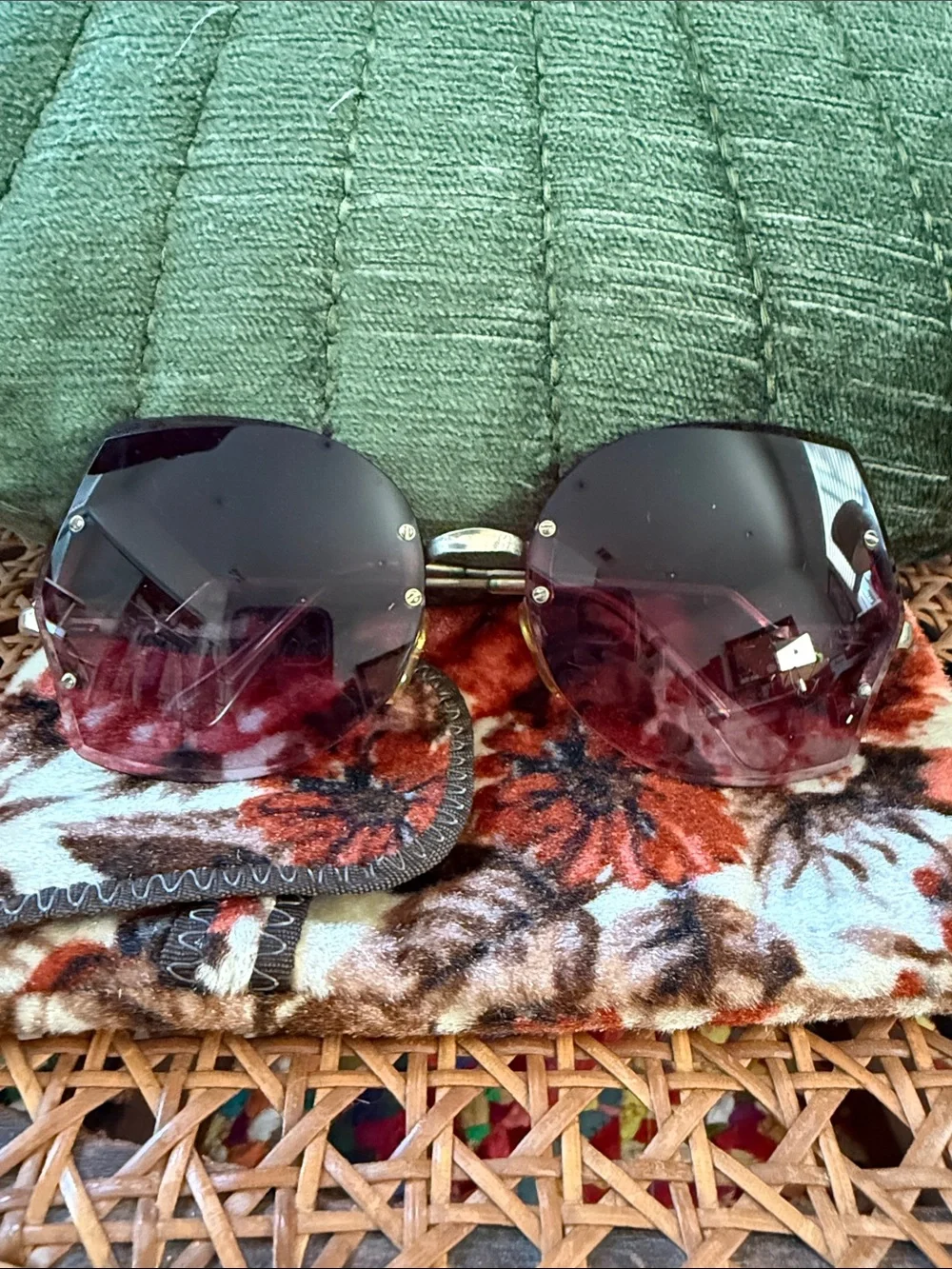 Vintage Aubergine Boho Chic Smoked Lens Sunglasses